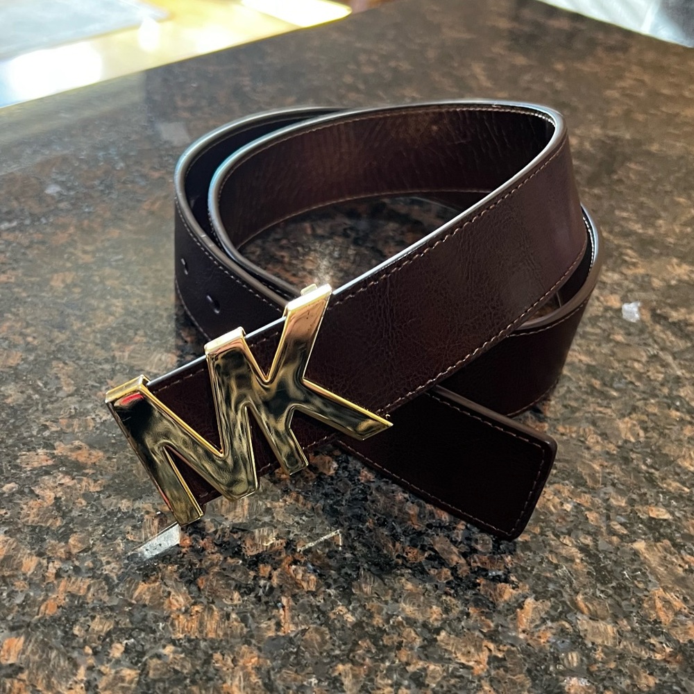 MK (Michael Kors) Belt - Brown/Gold Size M
